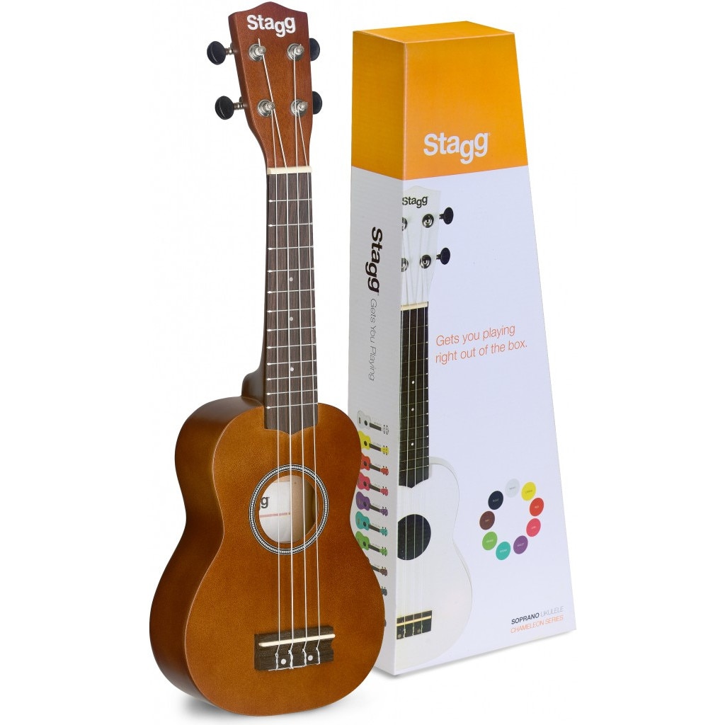 Chitara ukulele soprano cu husa Stagg, Lemn tei, Maro