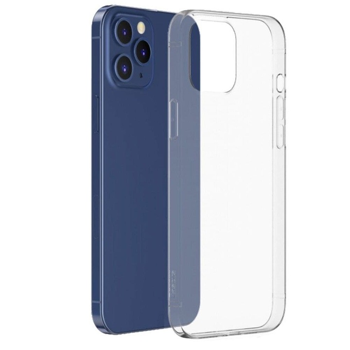 Husa din silicon ultra-subtire, Pentru iPhone 12 Pro Max, Cu folie protectie camera, Transparent