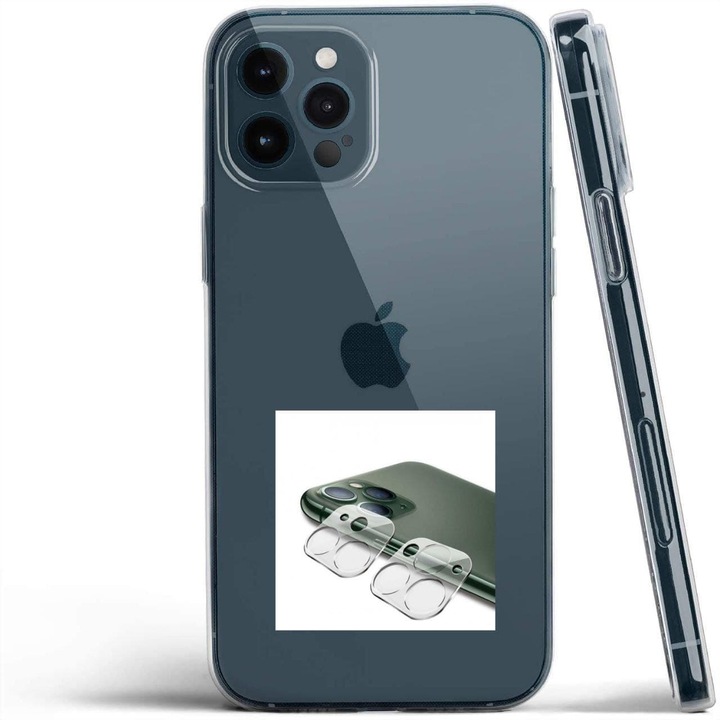 Комплект ултра тънък силиконов кейс и протектор за камерата Planet Tech за iPhone 12 Pro Max, Прозрачен