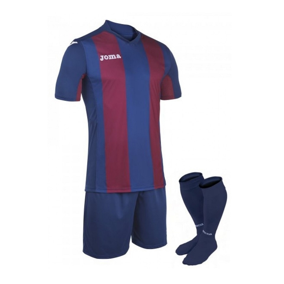 Set Pisa tricou S/S, short si soseste, Joma, albastru/burgundy, 4XS-3XS INTL