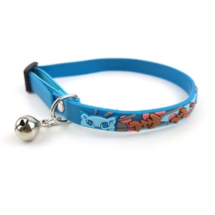 Cobbys Pet Elasztikus macska nyakörv csengővel 20-30cm/10mm kék halas mintával