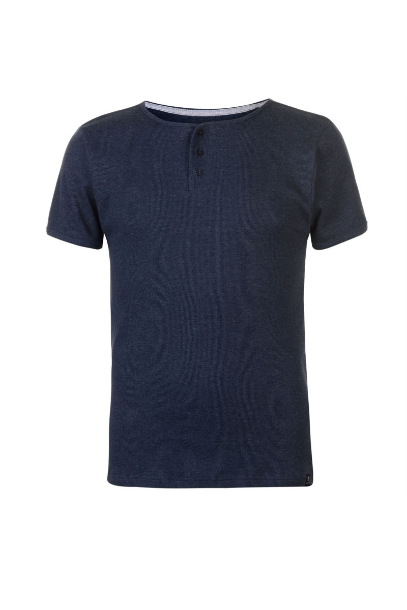 Pierre Cardin, Tricou Ribbed Grandad, Bumbac, M, Bleumarin