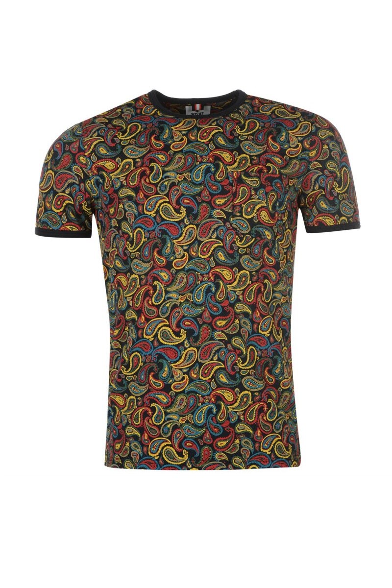 Tricou barbatesc Soviet Paisley, bumbac, Multicolor, S EU