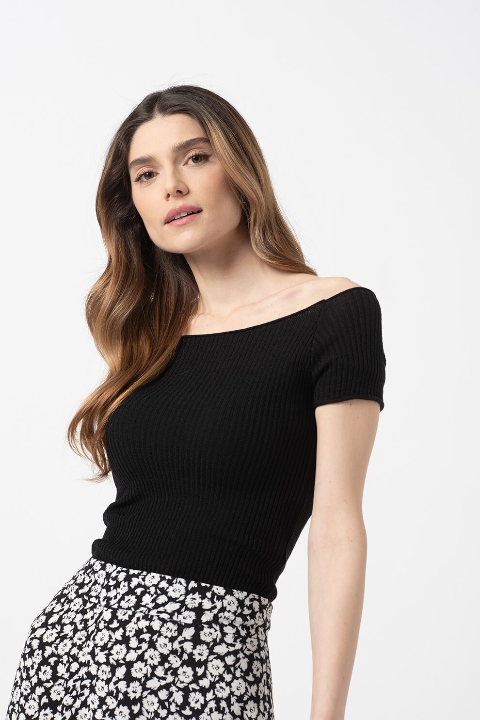Haily's, Tricou cu aspect striat Magic, Negru