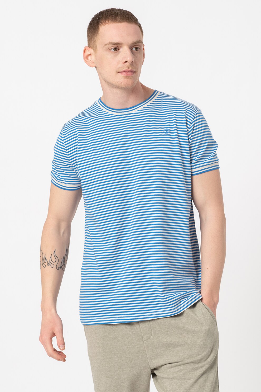Haily's, Tricou cu dungi Tony, Alb prafuit/Bleu