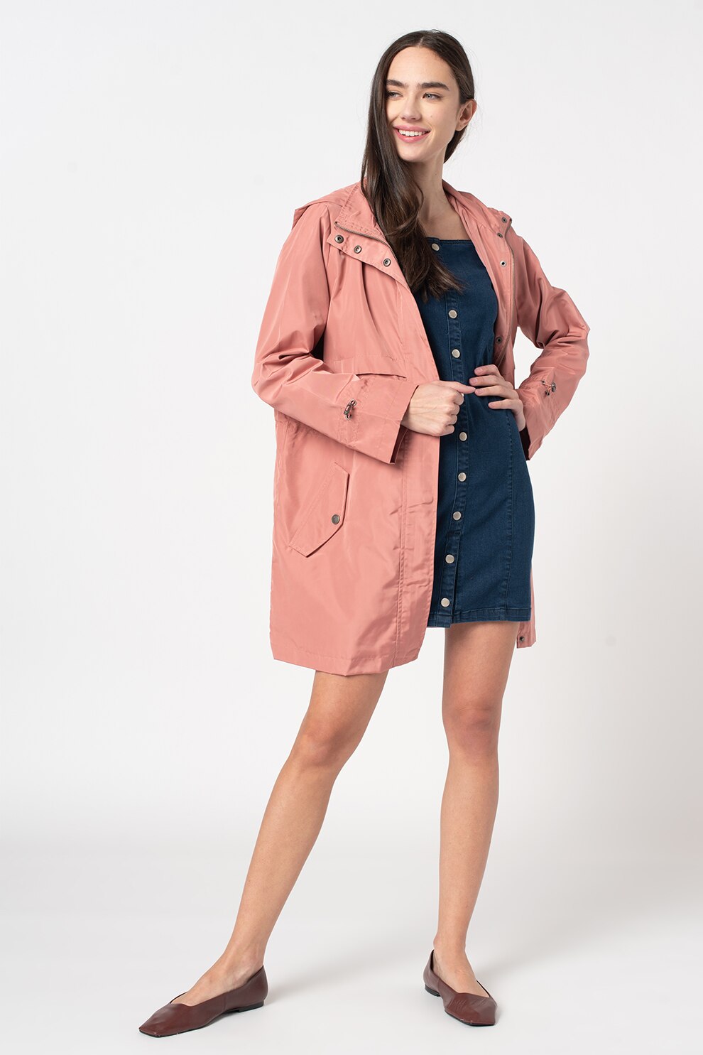 Z ONE by ZABAIONE, Jacheta cu gluga Lisa, Roz prafuit