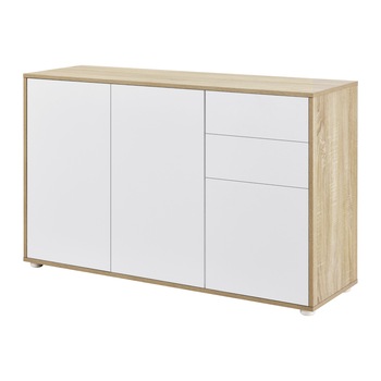 Comoda cu 3 usi Paarl EW, en.casa, 74 x 117 x 36 cm, PAL, efect lemn stejar/alb Comoda cu 3 usi Paarl EW, en.casa, 74 x 117 x 36 cm, PAL, efect lemn stejar/alb
