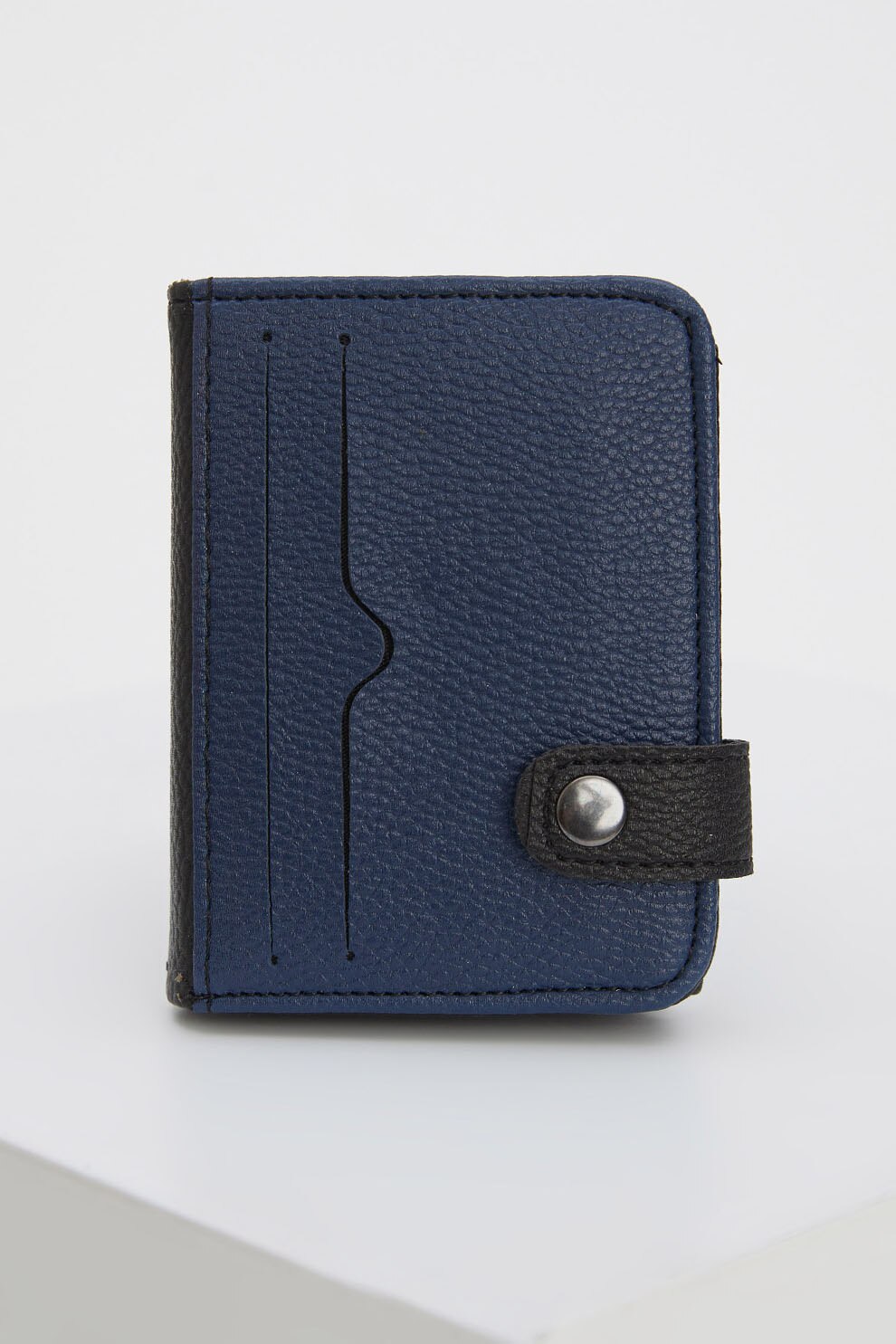 DeFacto, Portofel pliabil din piele ecologica, Negru/Bleumarin