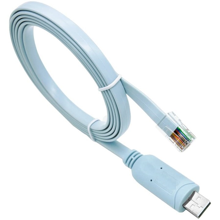 Cablu serial USB catre consola RJ45, USB2.0 la RJ45, 1.8 cm, Albastru