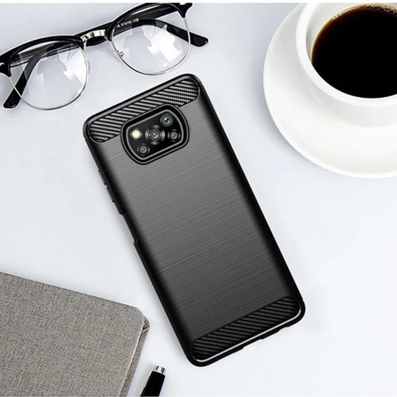 Husa Flexibila Antisoc Carbon pentru Xiaomi Poco X3 NFC / Poco X3 Pro, Negru