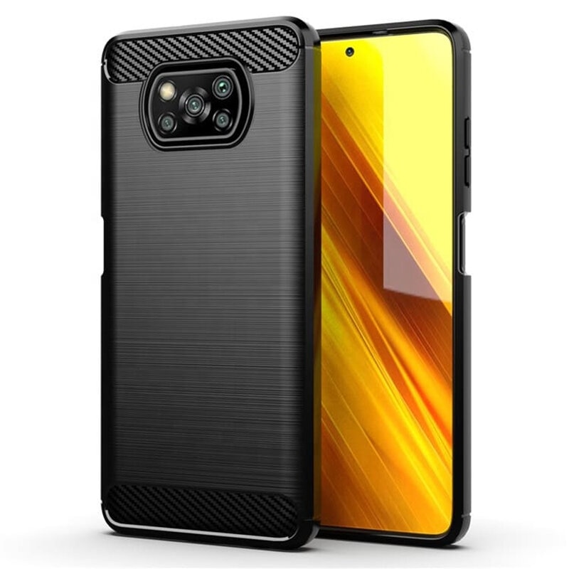 Husa Flexibila Antisoc Carbon pentru Xiaomi Poco X3 NFC / Poco X3 Pro, Negru