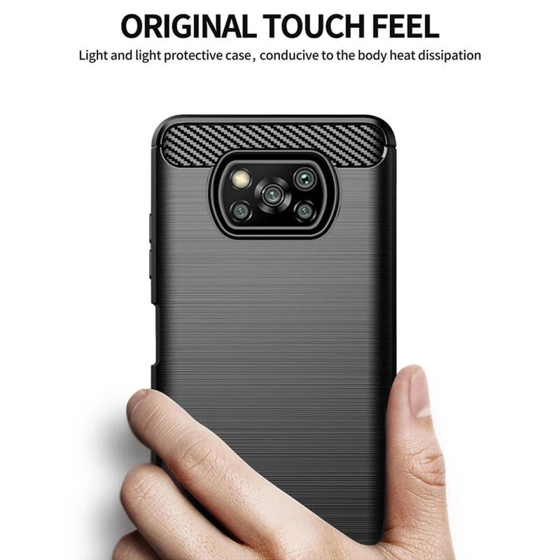 Husa Flexibila Antisoc Carbon pentru Xiaomi Poco X3 NFC / Poco X3 Pro, Negru