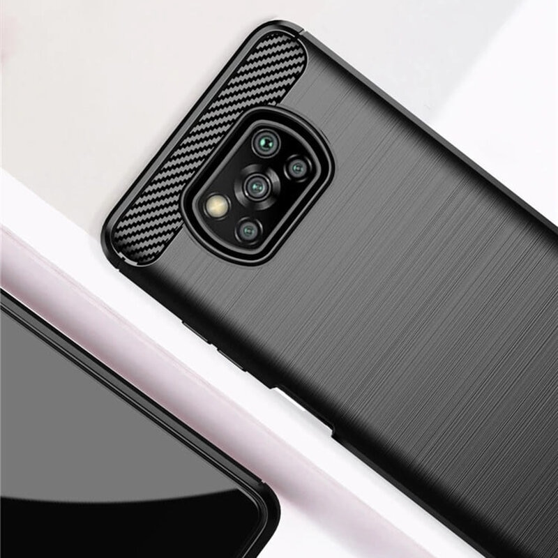 Husa Flexibila Antisoc Carbon pentru Xiaomi Poco X3 NFC / Poco X3 Pro, Negru
