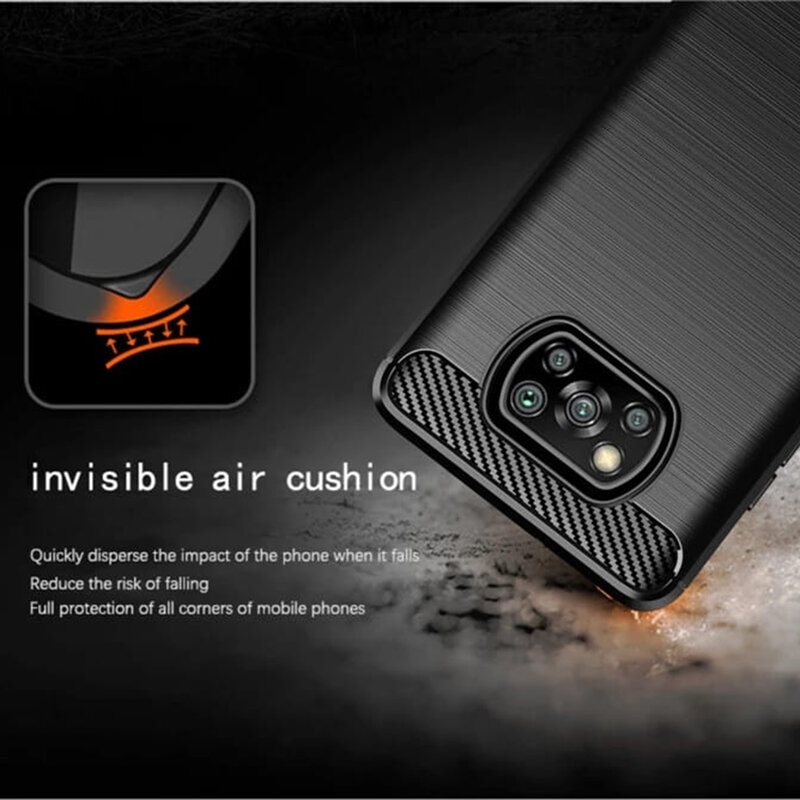 Husa Flexibila Antisoc Carbon pentru Xiaomi Poco X3 NFC / Poco X3 Pro, Negru