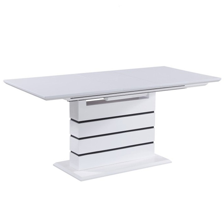 Masa extensibila de bucatarie/dining, alb stralucitor HG 180x90x76 cm