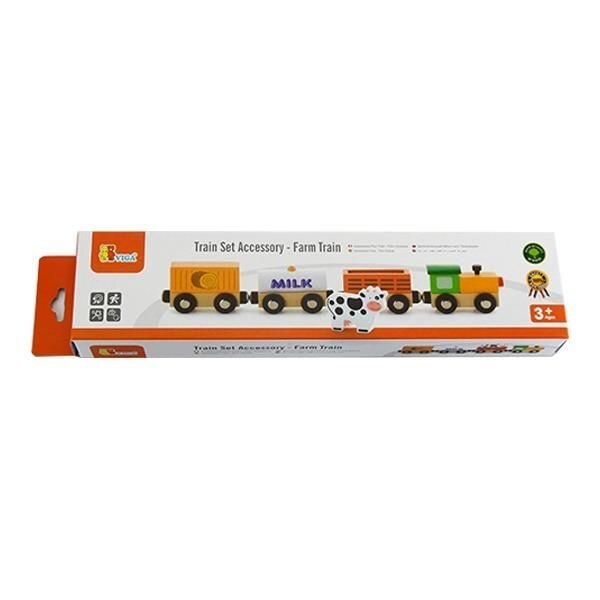 Set locomotiva si vagoane cu vacuta, lemn, Viga