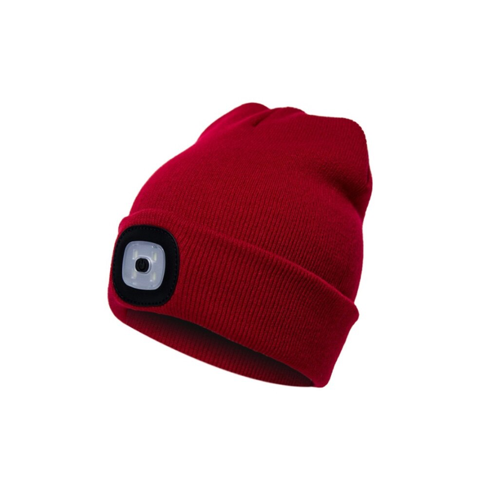 Caciula cu iluminare LED, Unisex, Pentru iarna, Rosu