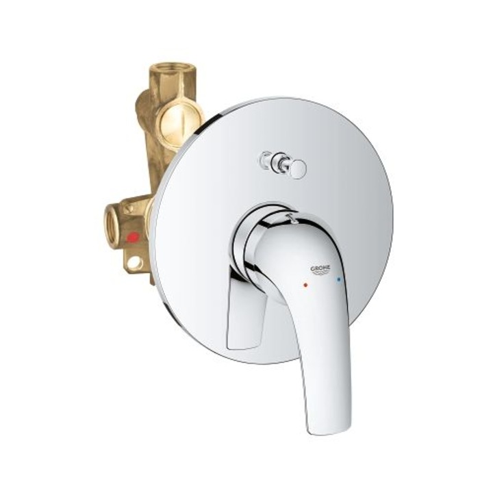 Смесител за вана Grohe Start Curve 29115000, 1/2'', Вграден, Едноръкохватков, Дивертор, Керамичен патрон, Защита от рефлукс, Хром
