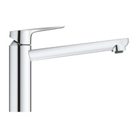 Baterie de bucatarie Grohe BauCurve 31715000, 3/8'', tip L, pipa medie, pivotanta, cartus ceramic, monocomanda, crom