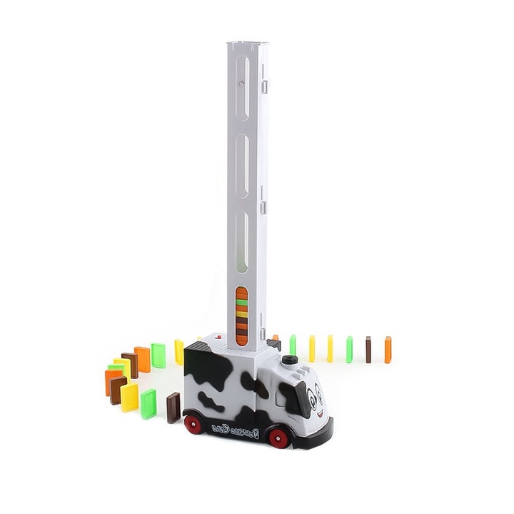 Set trenulet domino Old MacDonald had a Cow, accesorii incluse, efecte luminoase si sonore,interactiv, multicolor, Doty