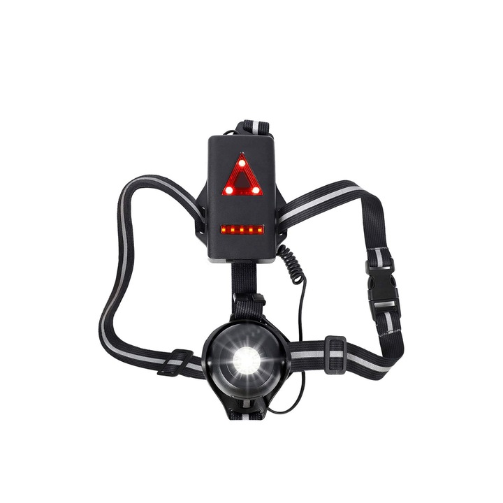 Фенер с Led с еластичен колан Doty AlwaysLum, за бягане, 1800 mAh, LED 180 лумена, 2 режима на светене, презареждаем, USB включен, черен