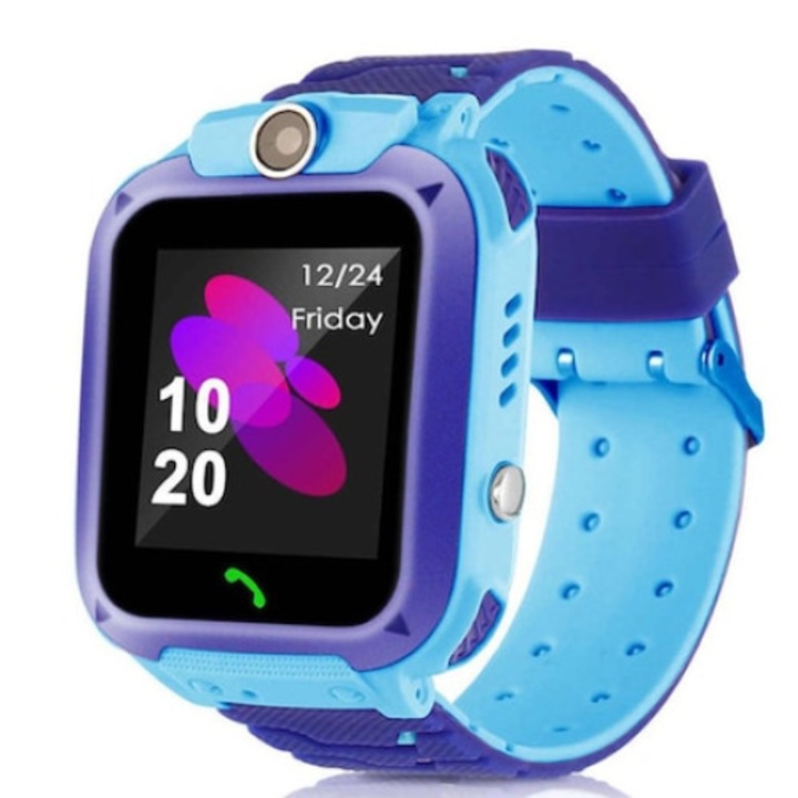 Детски Смарт часовник Smartwatch Q12 , Сим карта и камера, GPS тракер, Водоустойчив, Син