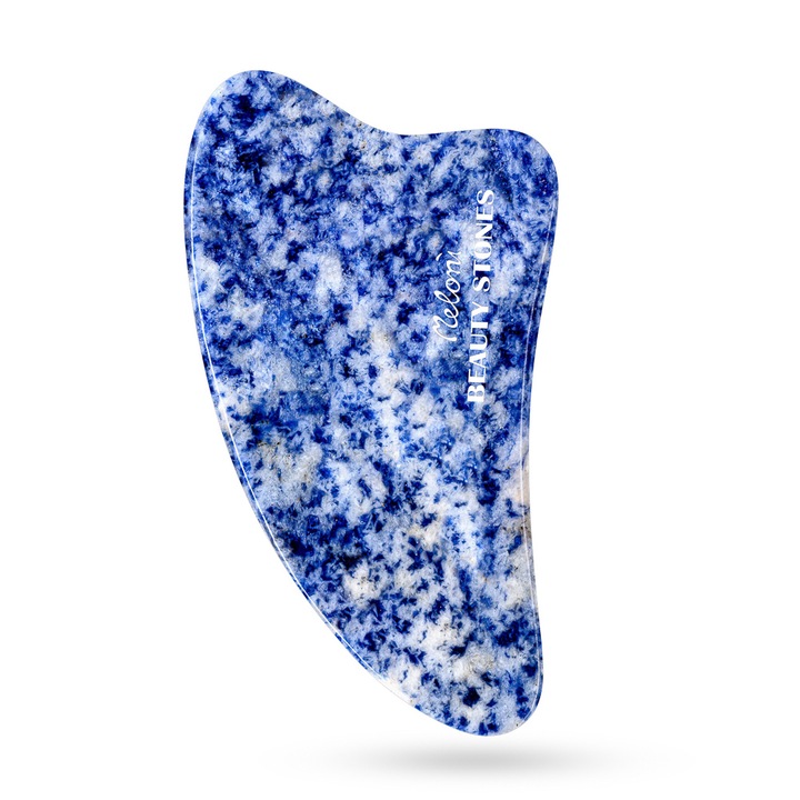 Piatra Gua Sha, pentru masaj facial, Meloni, din Sodalit, 12 cm