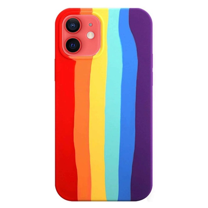 Кейс за iPhone 12 - Rainbow, Silicon Soft Touch, матова повърхност, кадифе отвътре - Gekko Mobile®
