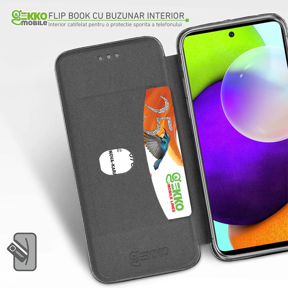 Husa pentru Motorola Moto G30 - tip carte, inchidere magnetica, Gekko Elegance - Neagra