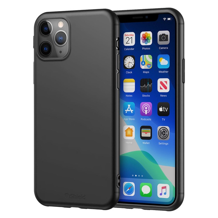 Husa compatibila iPhone 11 Pro Max - Silicon ultraslim, gel, suprafata mata, NEAGRA - Gekko Mobile®