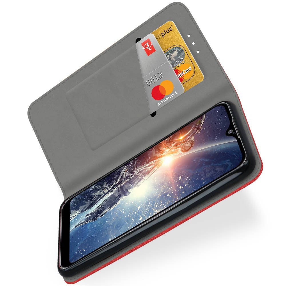 Husa G-Tech tip carte Compatibil cu Xiaomi Redmi 9, premium book, inchidere magnetica, buzunar card, Rosu