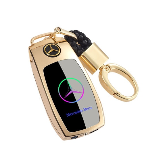 Bricheta electrica aspect tip MERCEDES-BENZ , antivant, reincarcabila USB, metalica - Auriu