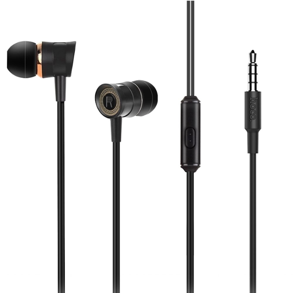 Casti audio in-ear cu microfon Hoco Pleasure Music, Pure Bass Sound, Mufa Jack 3,5 mm, Negru