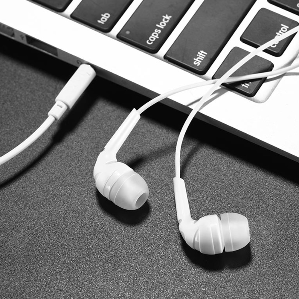 Casti audio in-ear cu microfon Hoco Poesie Music, Pure Bass Sound, Mufa Jack 3,5 mm, Alb