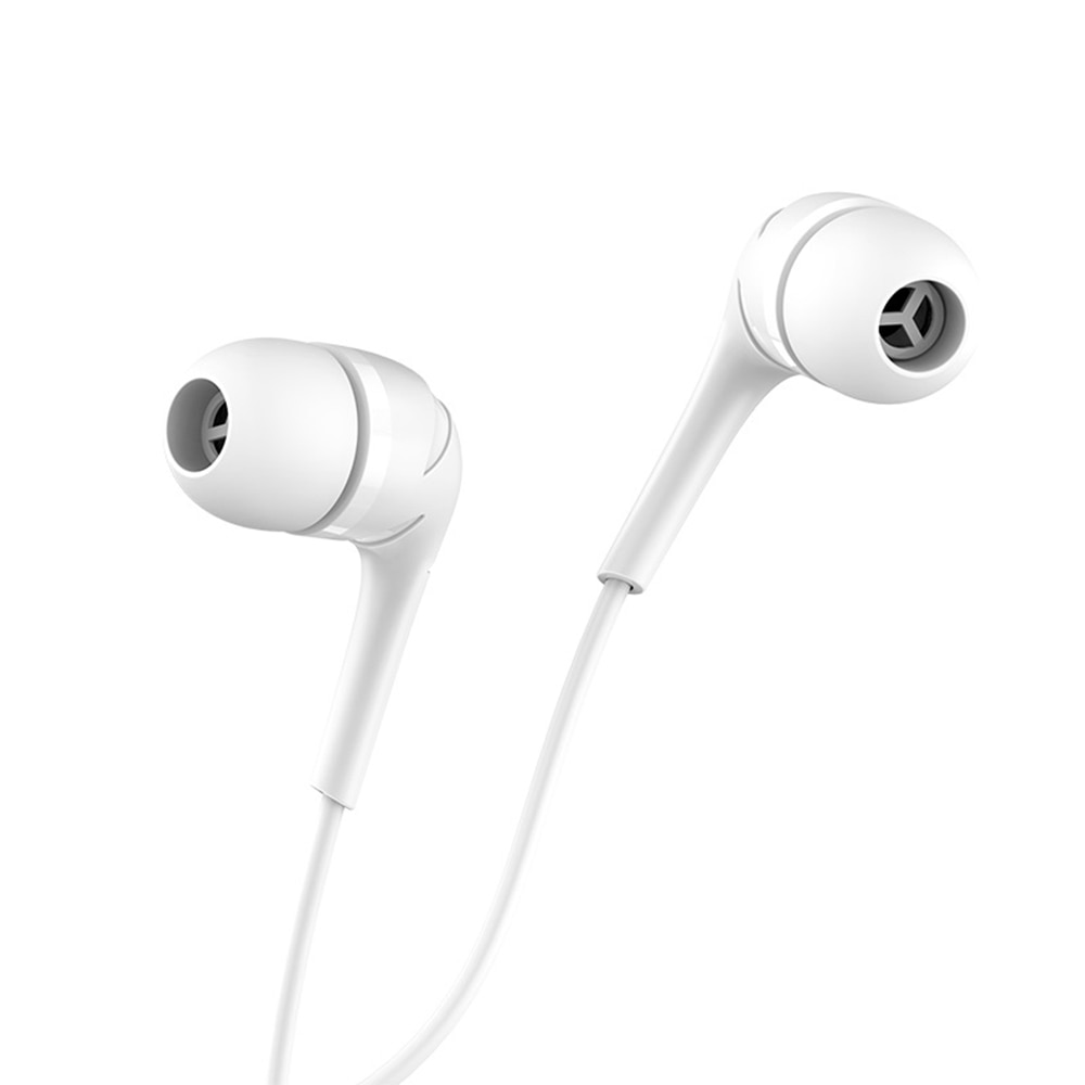 Casti audio in-ear cu microfon Hoco Poesie Music, Pure Bass Sound, Mufa Jack 3,5 mm, Alb