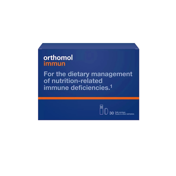 Orthomol GmbH Orthomol Immun, Vitaminok, Mikroelemek, Fogyasztásra kész, Az immunrendszer számára, 30 ampulla