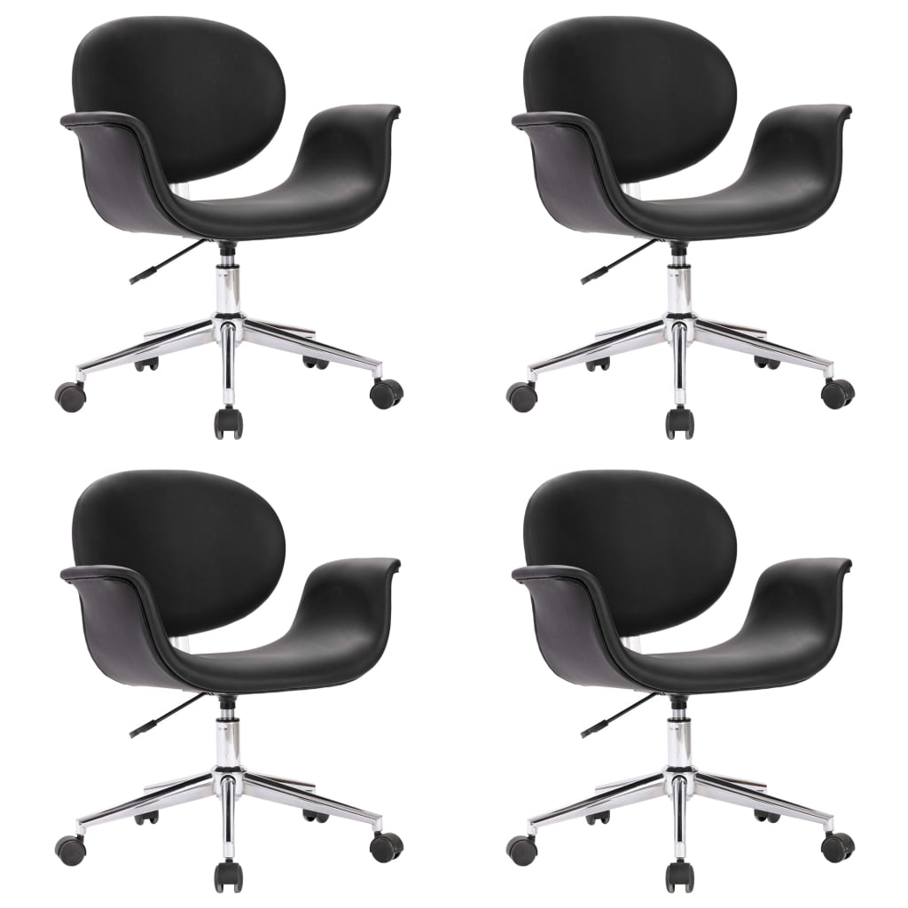 Set scaune de bucatarie pivotante, 4 buc, negru, piele ecologica 3054855