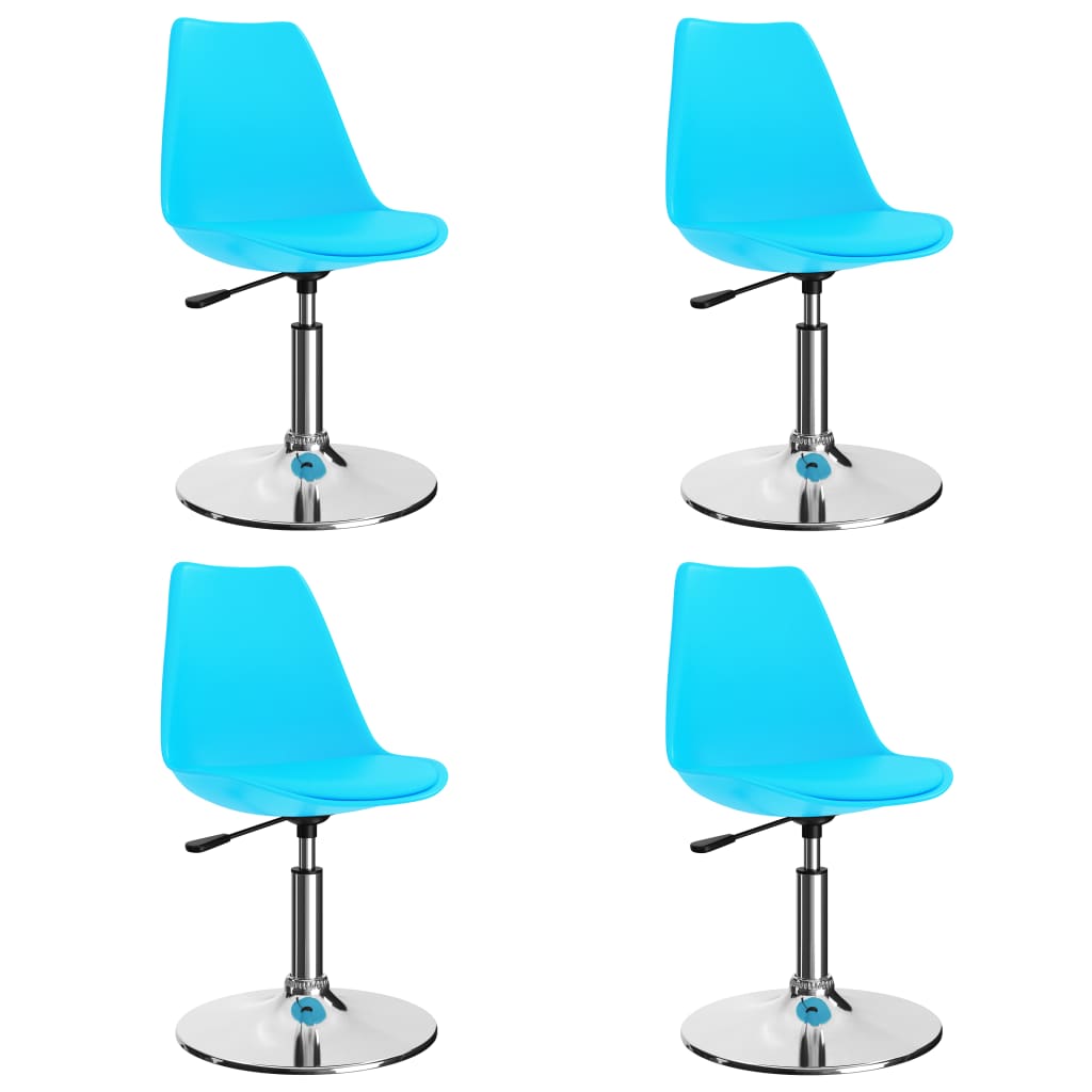 Set de 6 scaune de bucatarie, vidaXL, Piele artificiala/Metal, 48 x 45 x 77-92 cm, Albastru
