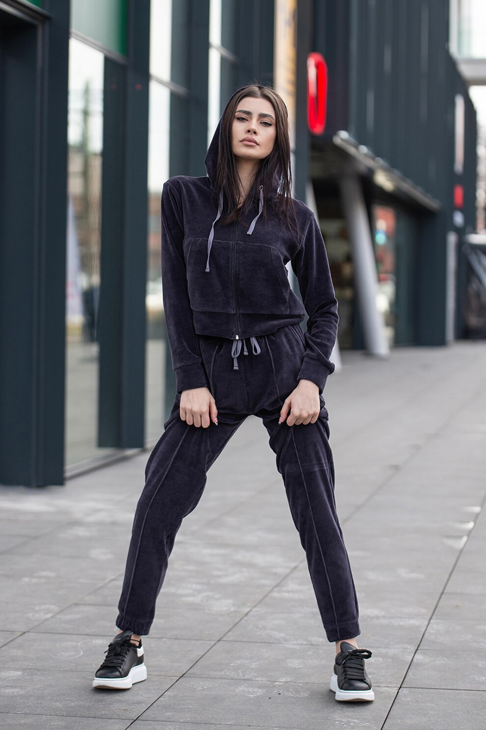 uFIT, Trening regular fit cu gluga Velvet Depths, Gri antracit, L