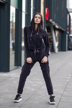 uFIT, Trening regular fit cu gluga Velvet Depths, Gri antracit, L uFIT, Trening regular fit cu gluga Velvet Depths, Gri antracit, L