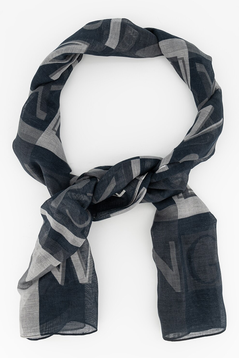 ARMANI EXCHANGE, Esarfa din amestec de in cu model logo, Negru/Gri