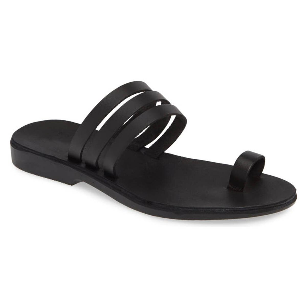 Sandale Romane de vara Tip Papuc Piele Naturala, Negru