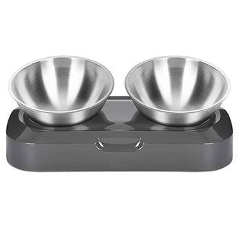 Set 2 boluri cu suport pentru pisici, Oricean, Inox/Polipropilena, Inclinare 15°, Gri Set 2 boluri cu suport pentru pisici, Oricean, Inox/Polipropilena, Inclinare 15°, Gri