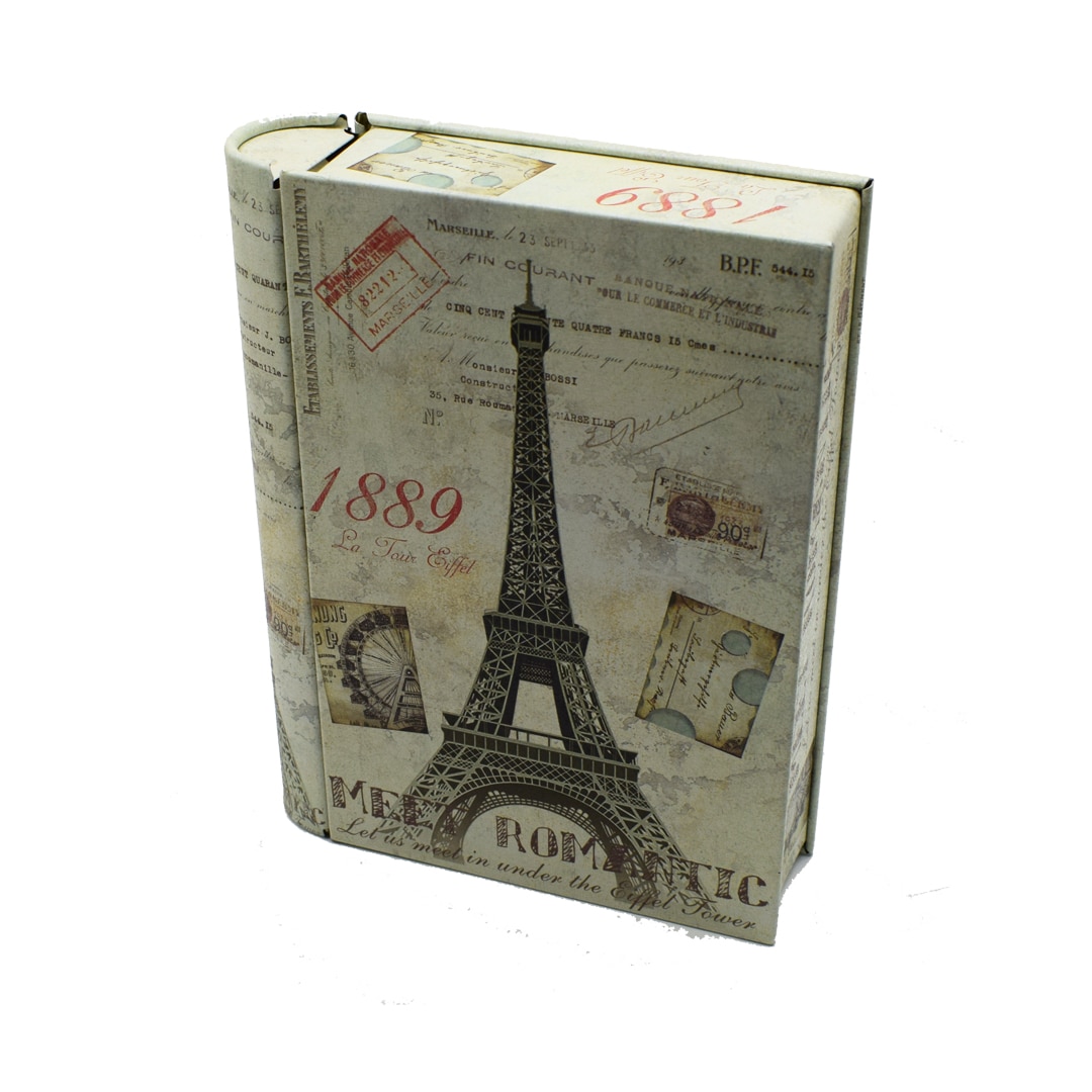 Cutie decor din metal, model carte, Naimeed D2635 Paris, Multicolor, 20 x 16 x 4 cm