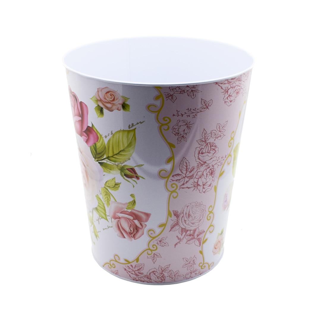 Cos decor din metal, Naimeed D2645, culoare Alb-Roz / Multicolor, 26 x 22 cm