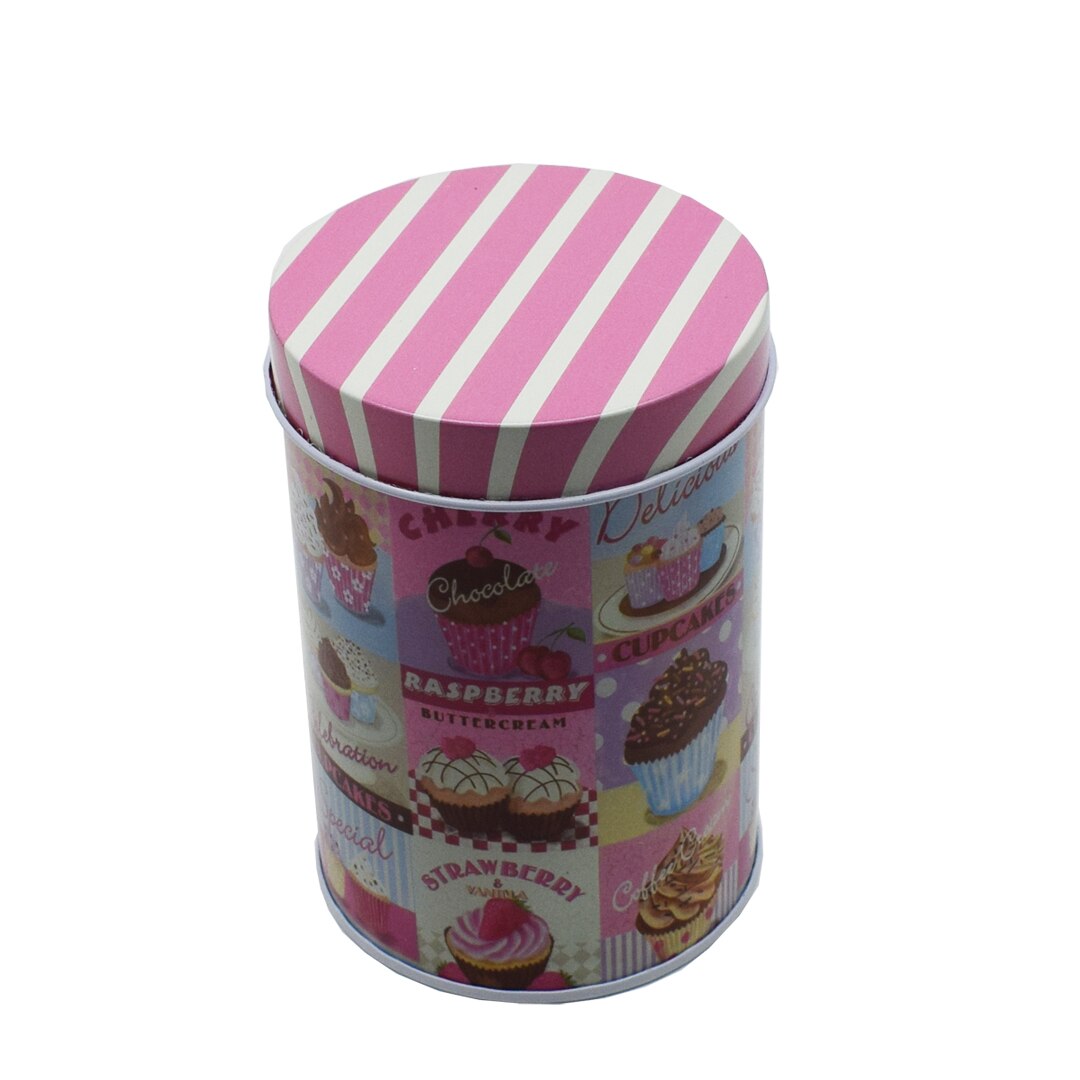 Cutie metalica cu capac pentru decor/depozitare, Naimeed D2646 Dungi, Multicolor, 8 x 12 cm