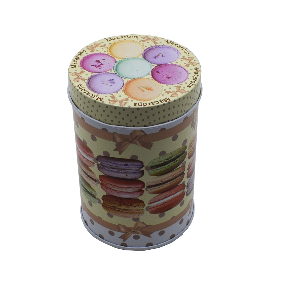 Cutie metalica cu capac pentru decor/depozitare, Naimeed D2646 7 Prajituri, Multicolor, 8 x 12 cm