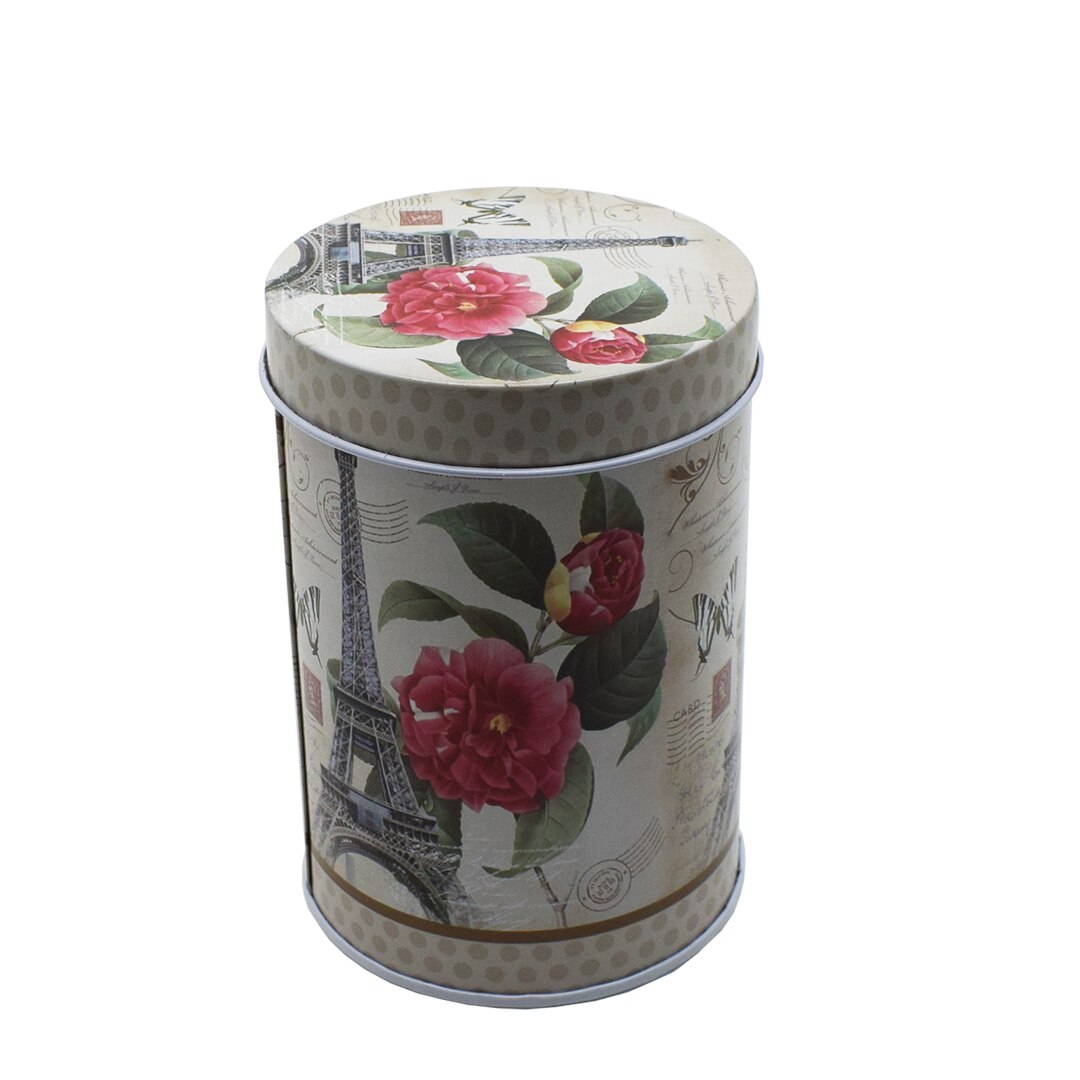 Cutie metalica cu capac pentru decor/depozitare, Naimeed D2646 Paris Rose, Multicolor, 8 x 12 cm