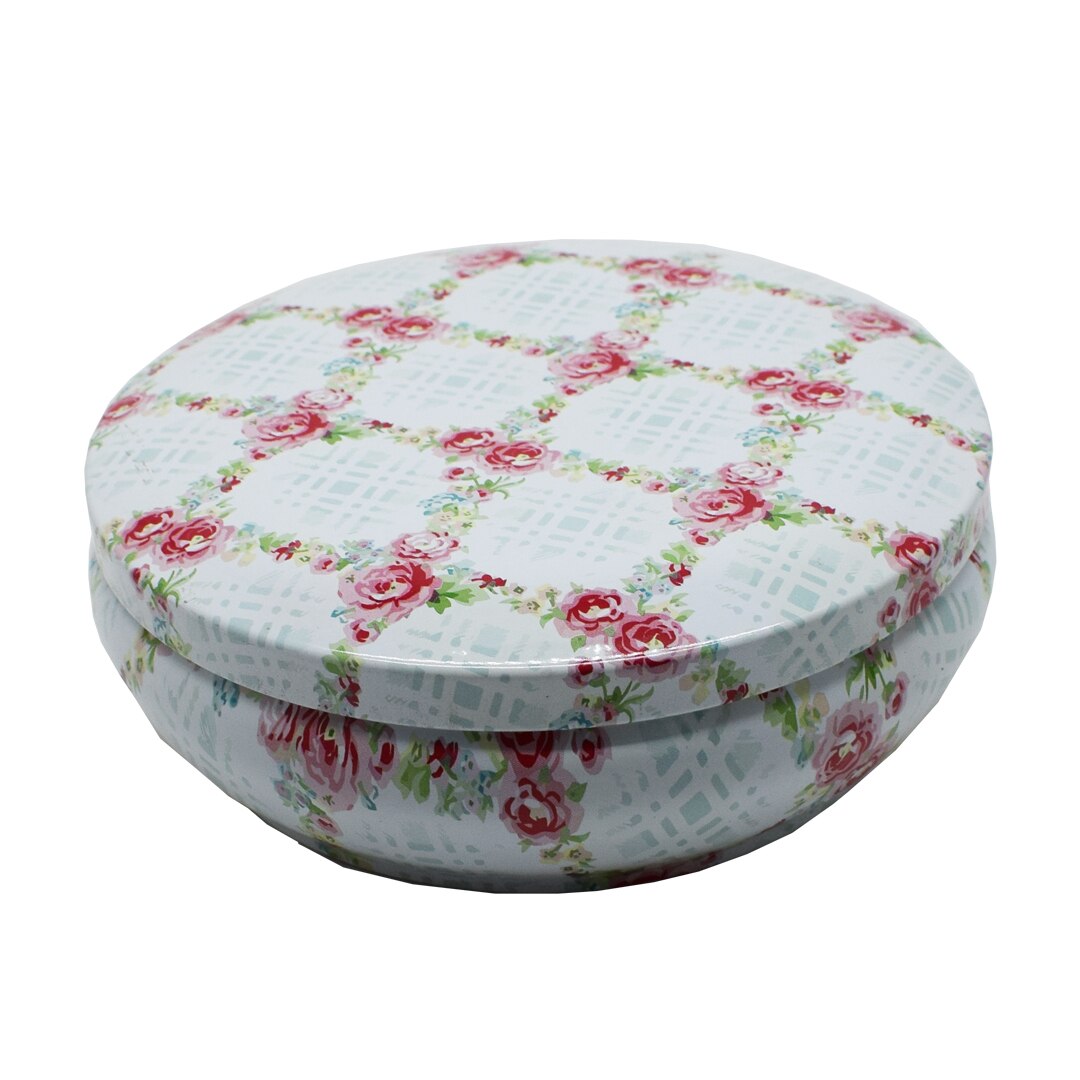 Cutie metalica cu capac pentru decor/depozitare, Naimeed D2647 Ghirlanda, Multicolor, 14 x 5 cm