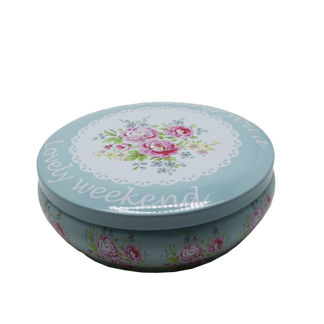 Cutie metalica cu capac pentru decor/depozitare, Naimeed D2647 3 Trandafiri, Multicolor, 14 x 5 cm